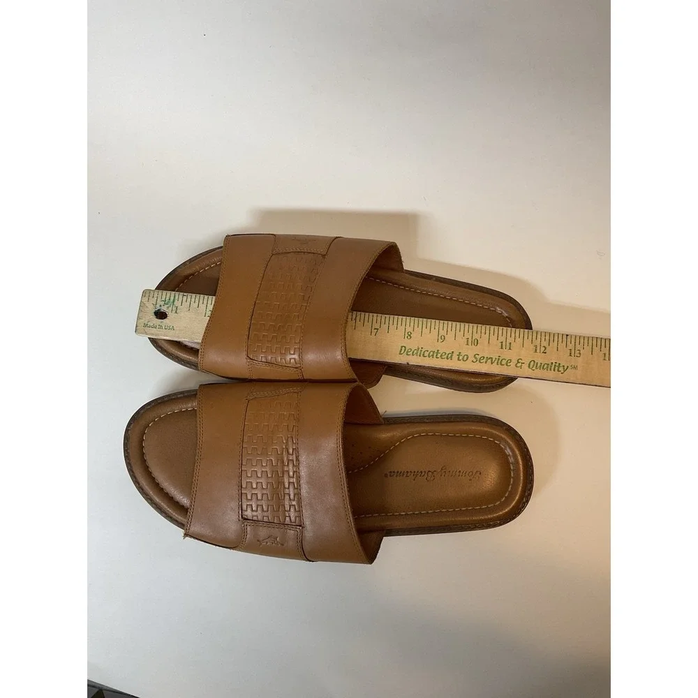 Tommy Bahama‎ Gennadi Palms Slide Sandals Men's Sz 11 Brown Textured Leather